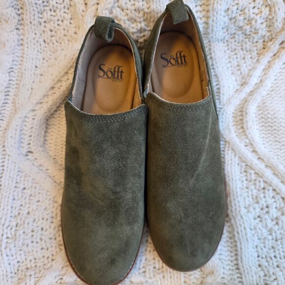 NEW Sofft Women's Naisbury Leather Slip On Shootie Round Toe Size 11M Dark Green - Picture 6 of 10